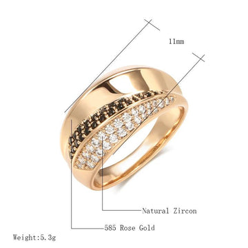 Luxury Geometric Cross 14K Filled Rose Gold AAA Black White Zircon Diamond Rings for Women - Fine Daily Jewellery